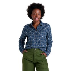 Toad&Co ReForm Flannel Boxy Long Sleeve Shirt Women's in Navy Small Dobby
